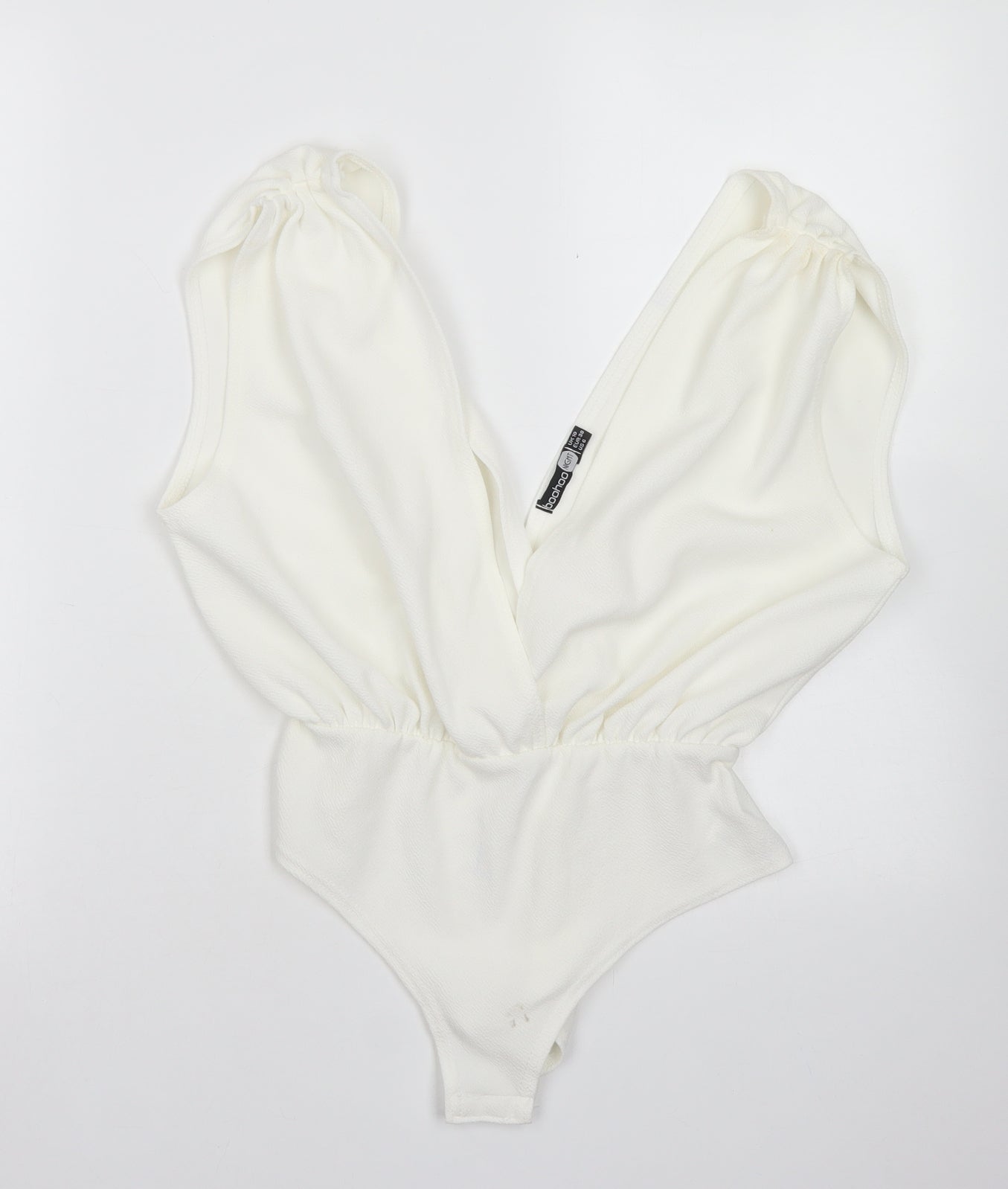 Boohoo Womens White  Polyester Bodysuit One-Piece Size 10  Snap