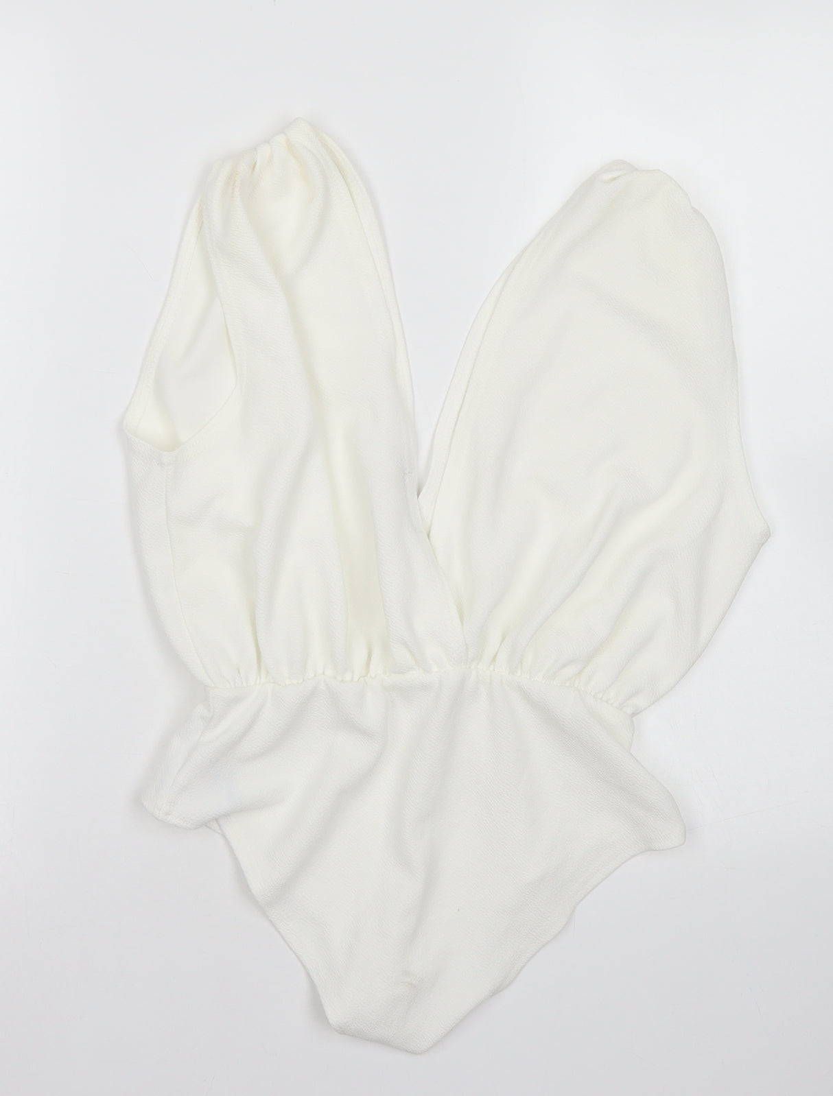 Boohoo Womens White  Polyester Bodysuit One-Piece Size 10  Snap