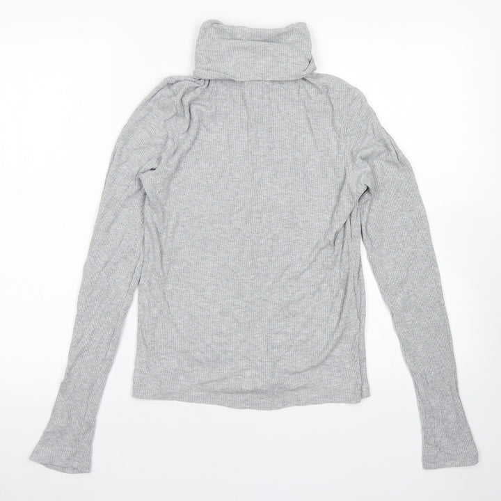 Divided Womens Grey Viscose Basic T-Shirt Size M Roll Neck