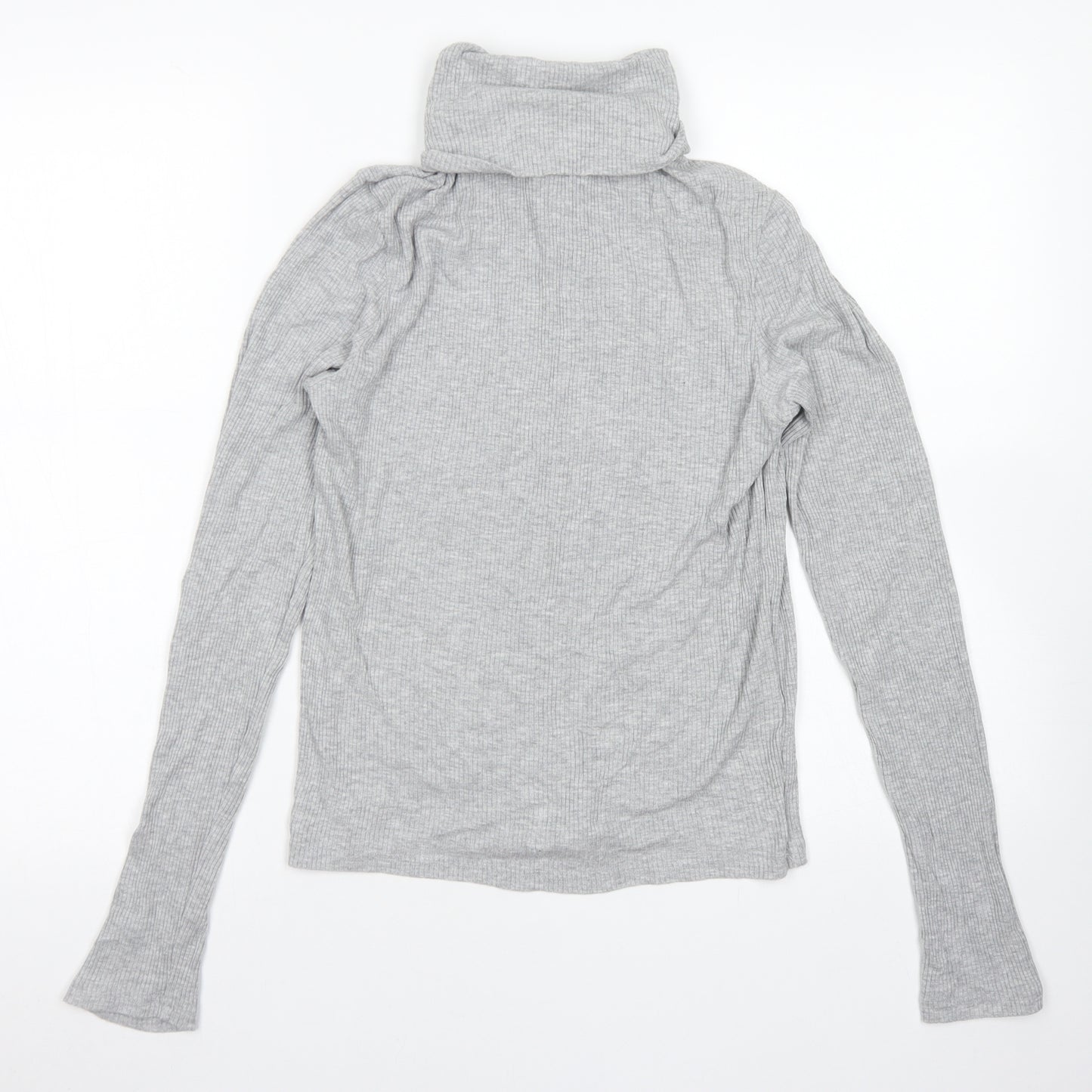 Divided Womens Grey  Viscose Basic T-Shirt Size M Roll Neck