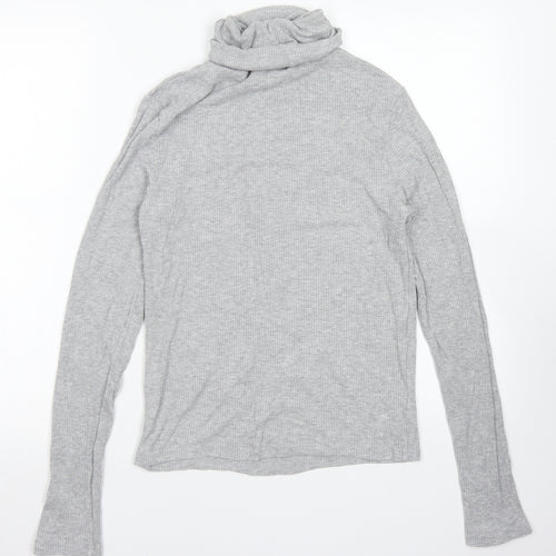 Divided Womens Grey  Viscose Basic T-Shirt Size M Roll Neck