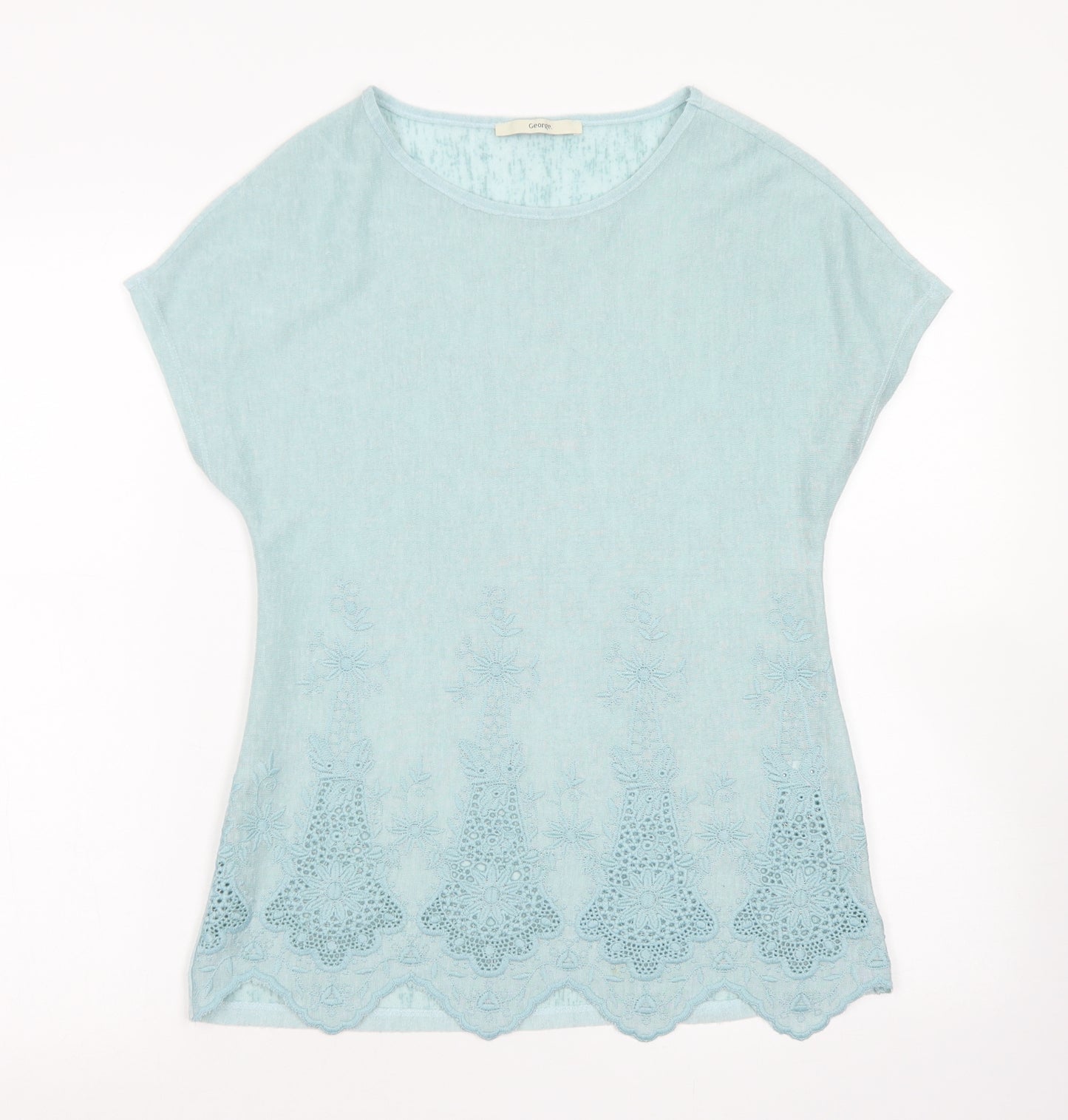 George Womens Blue  Polyester Basic T-Shirt Size 8 Round Neck