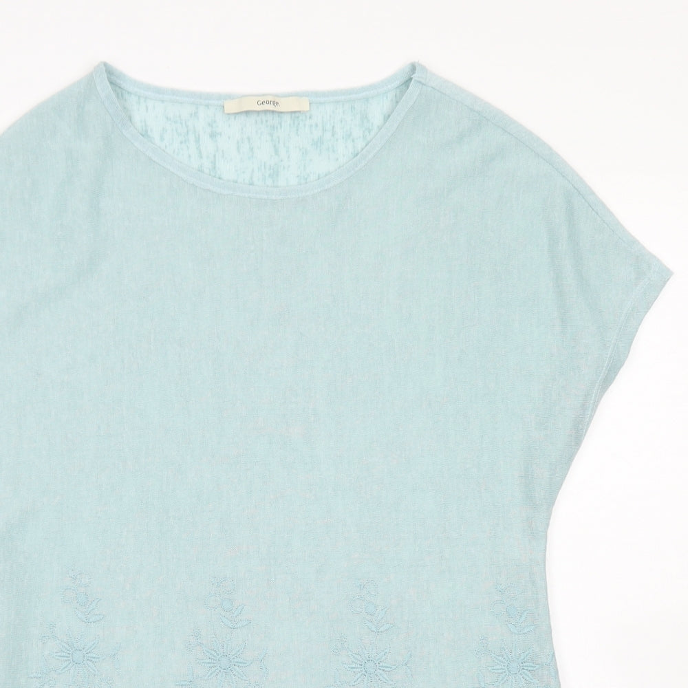 George Womens Blue  Polyester Basic T-Shirt Size 8 Round Neck