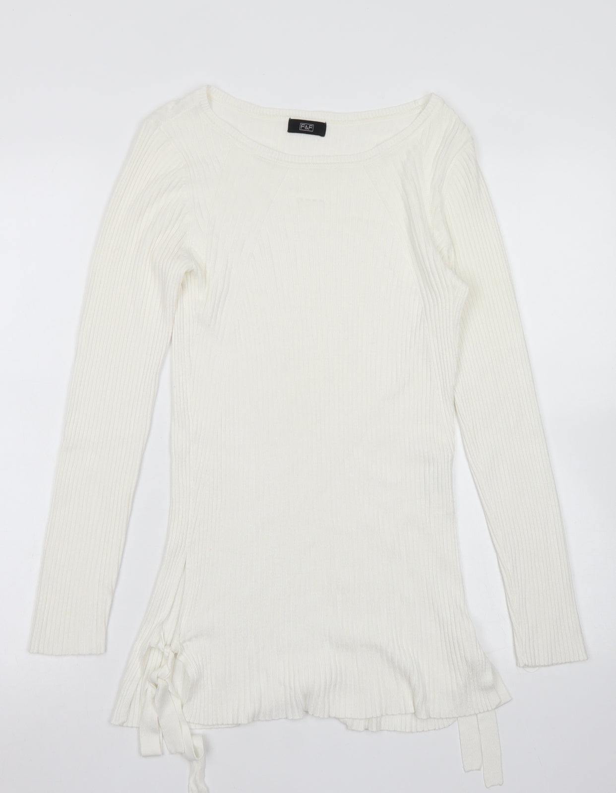 F&F Womens White Crew Neck  Viscose Pullover Jumper Size 10