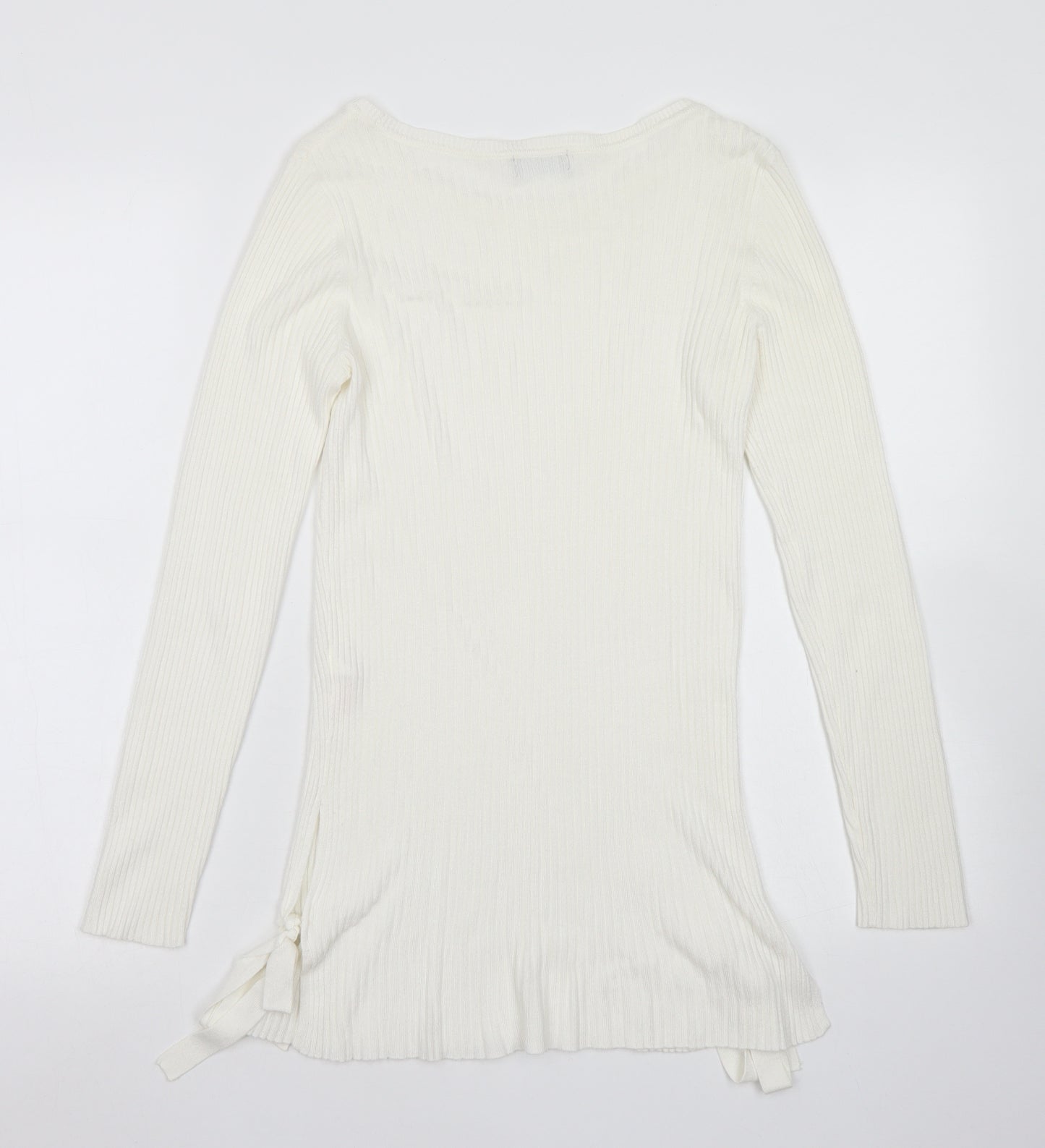 F&F Womens White Crew Neck  Viscose Pullover Jumper Size 10