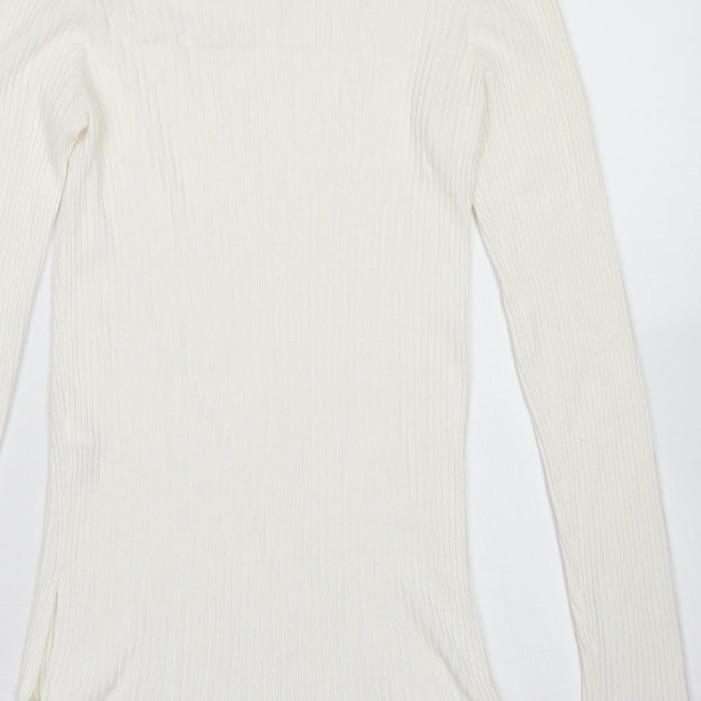 F&F Womens White Crew Neck  Viscose Pullover Jumper Size 10