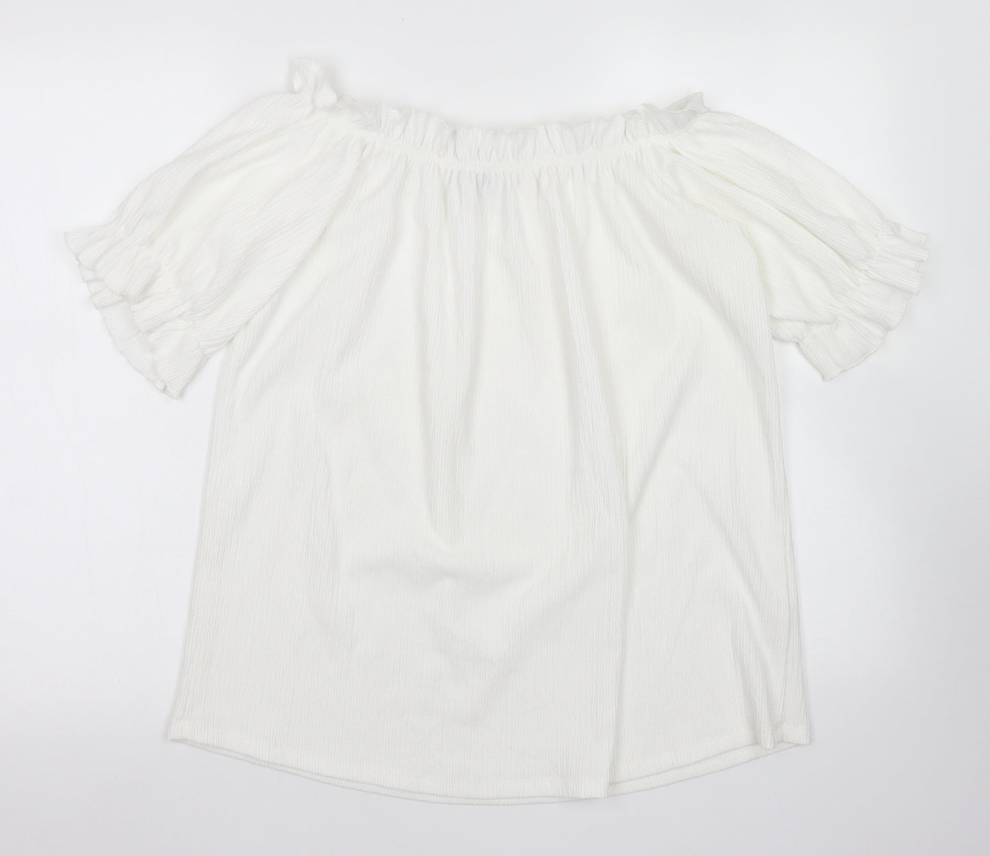 Papaya Womens White  Polyester Basic Blouse Size 16 Off the Shoulder