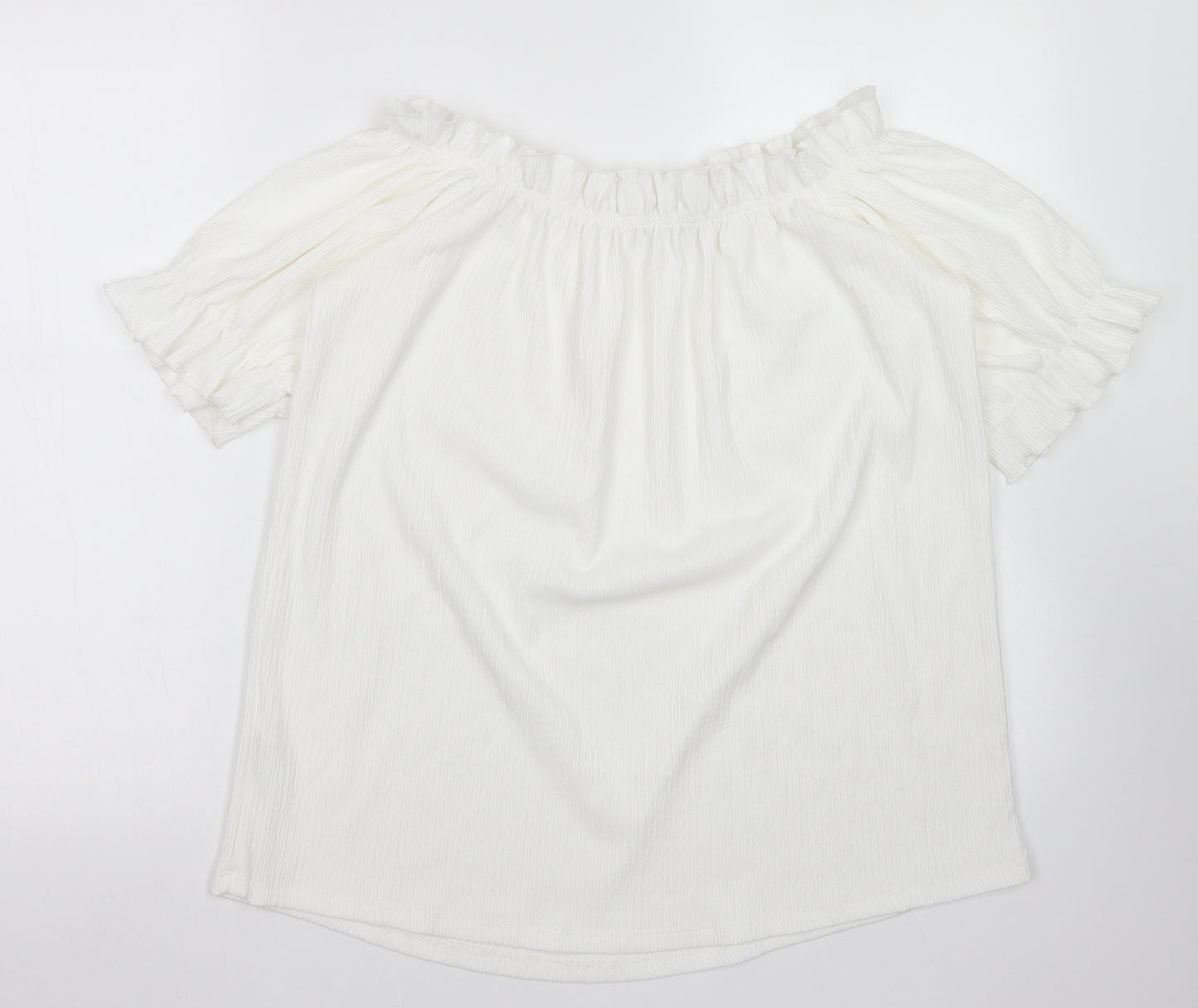 Papaya Womens White  Polyester Basic Blouse Size 16 Off the Shoulder
