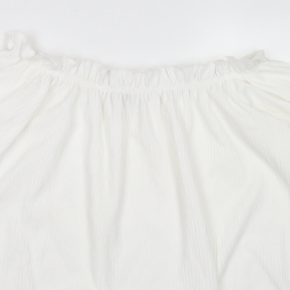 Papaya Womens White  Polyester Basic Blouse Size 16 Off the Shoulder