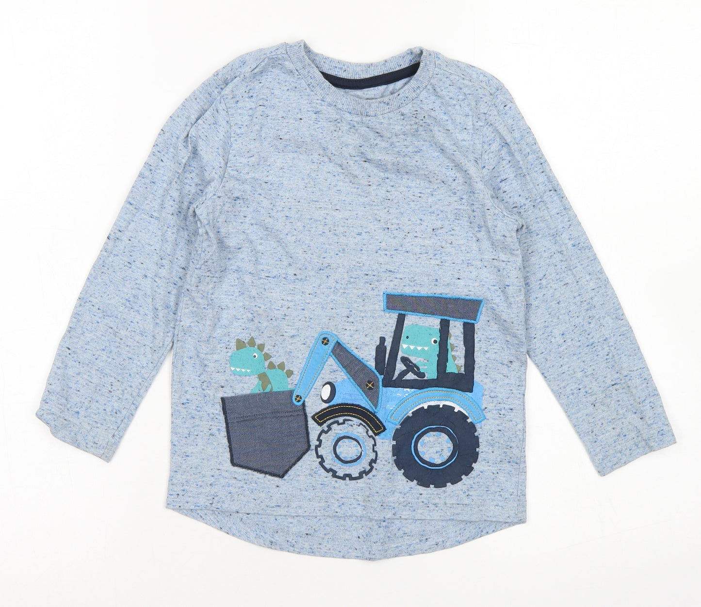 Nutmeg Boys Blue  Cotton Basic T-Shirt Size 5 Years Crew Neck  - Tractor