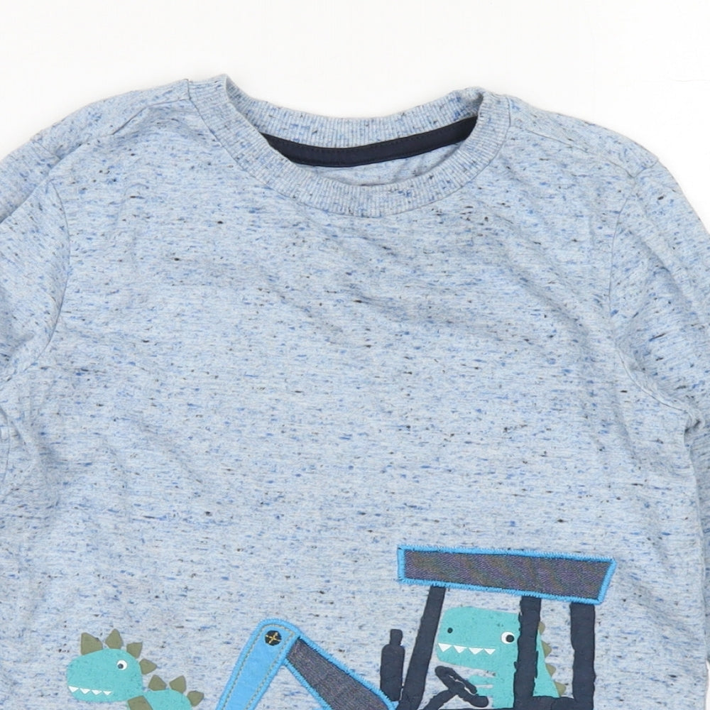 Nutmeg Boys Blue  Cotton Basic T-Shirt Size 5 Years Crew Neck  - Tractor
