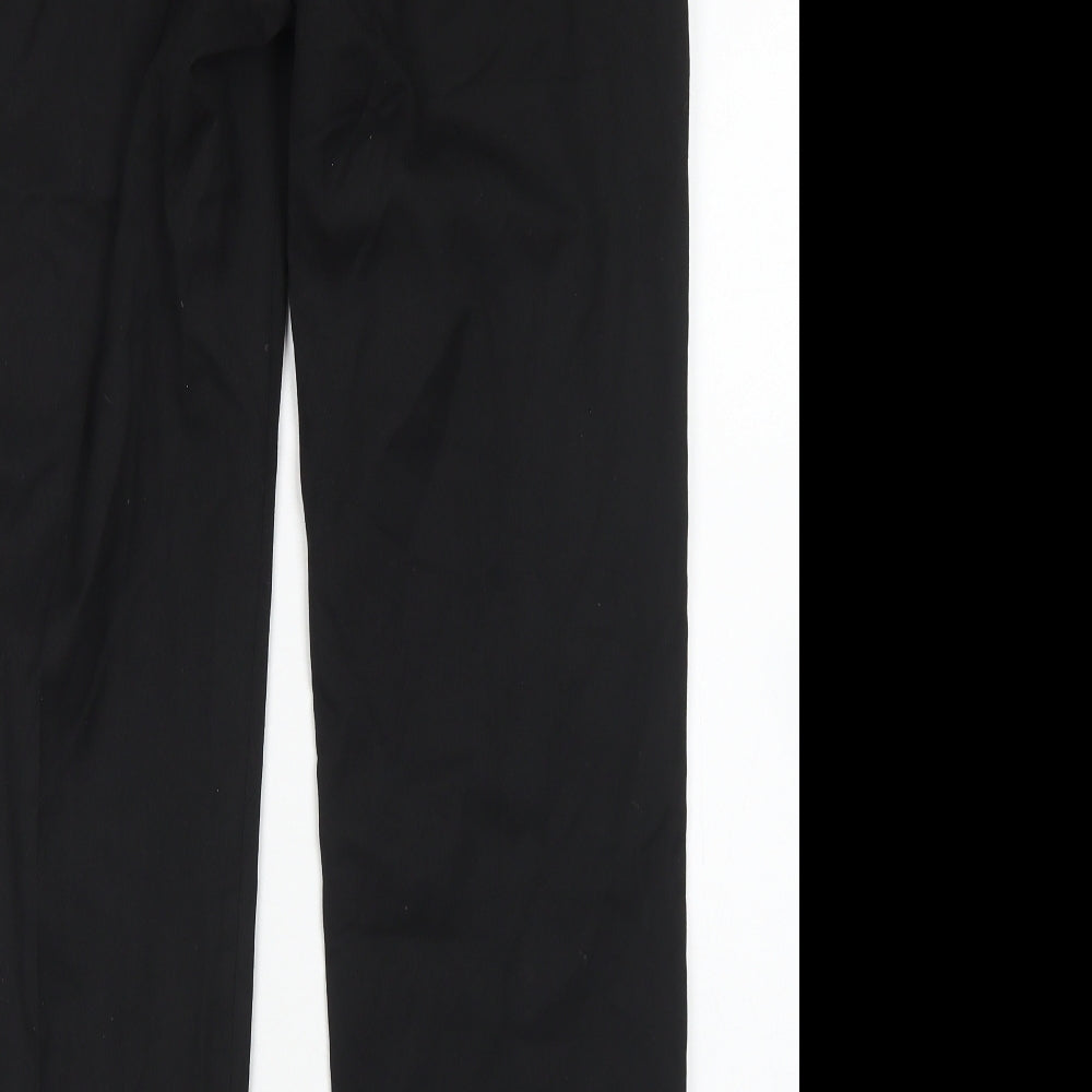 F&F Mens Black  Polyester Dress Pants Trousers Size 30 in L31 in Regular Hook & Eye