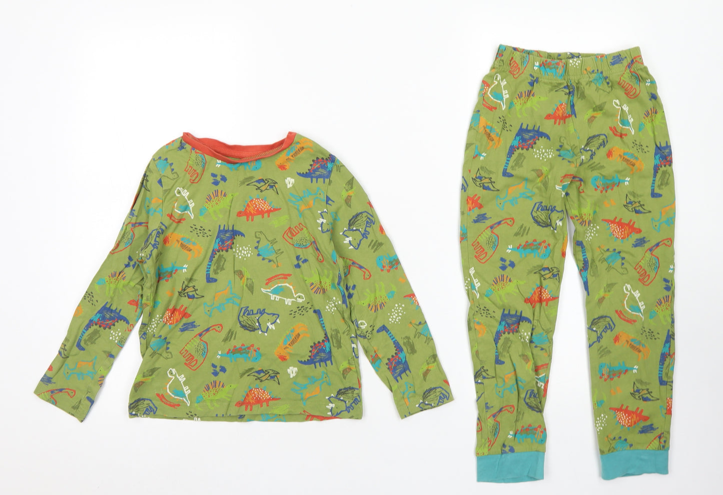 Nutmeg Boys Green Spotted Cotton  Pyjama Set Size 6-7 Years   - Dinosaurs