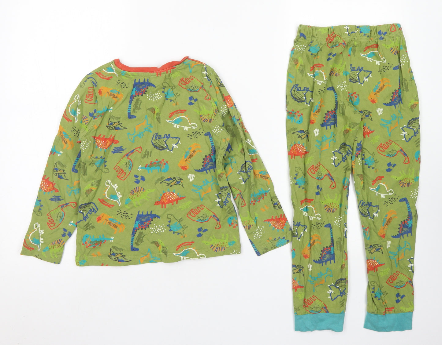 Nutmeg Boys Green Spotted Cotton  Pyjama Set Size 6-7 Years   - Dinosaurs