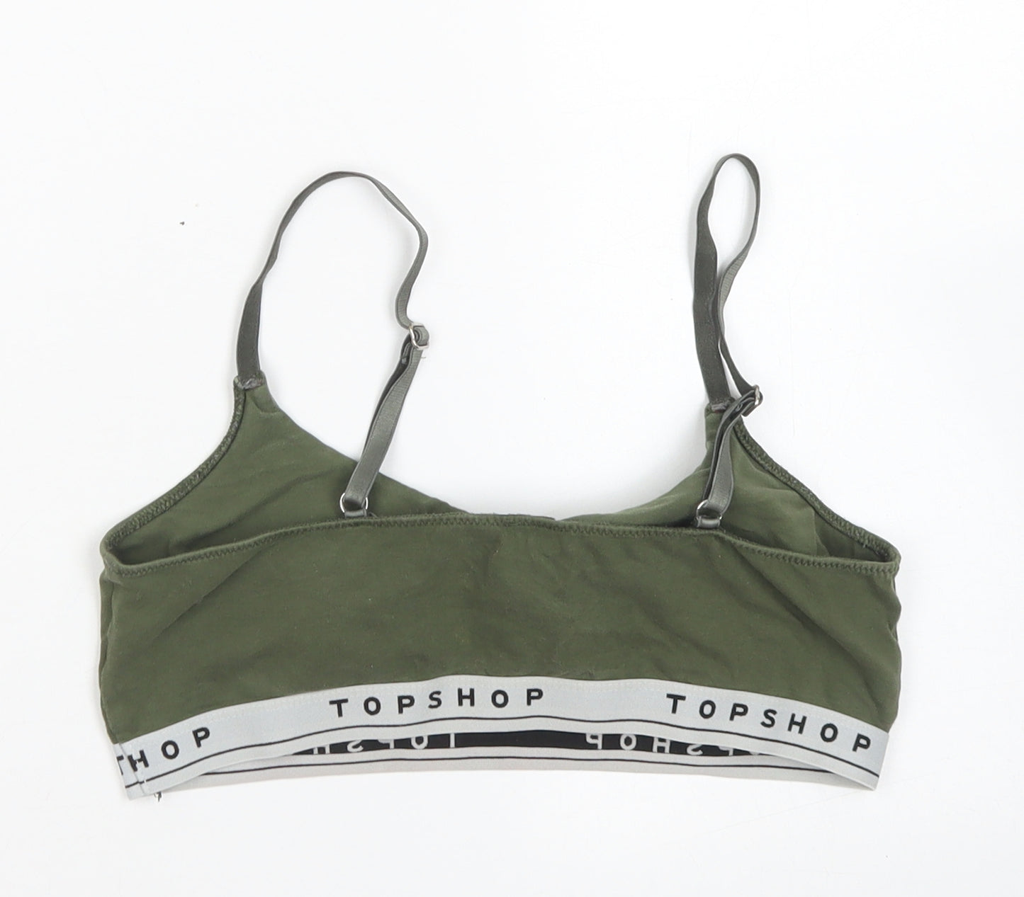 Topshop Womens Green  Cotton Cropped Tank Size M Round Neck