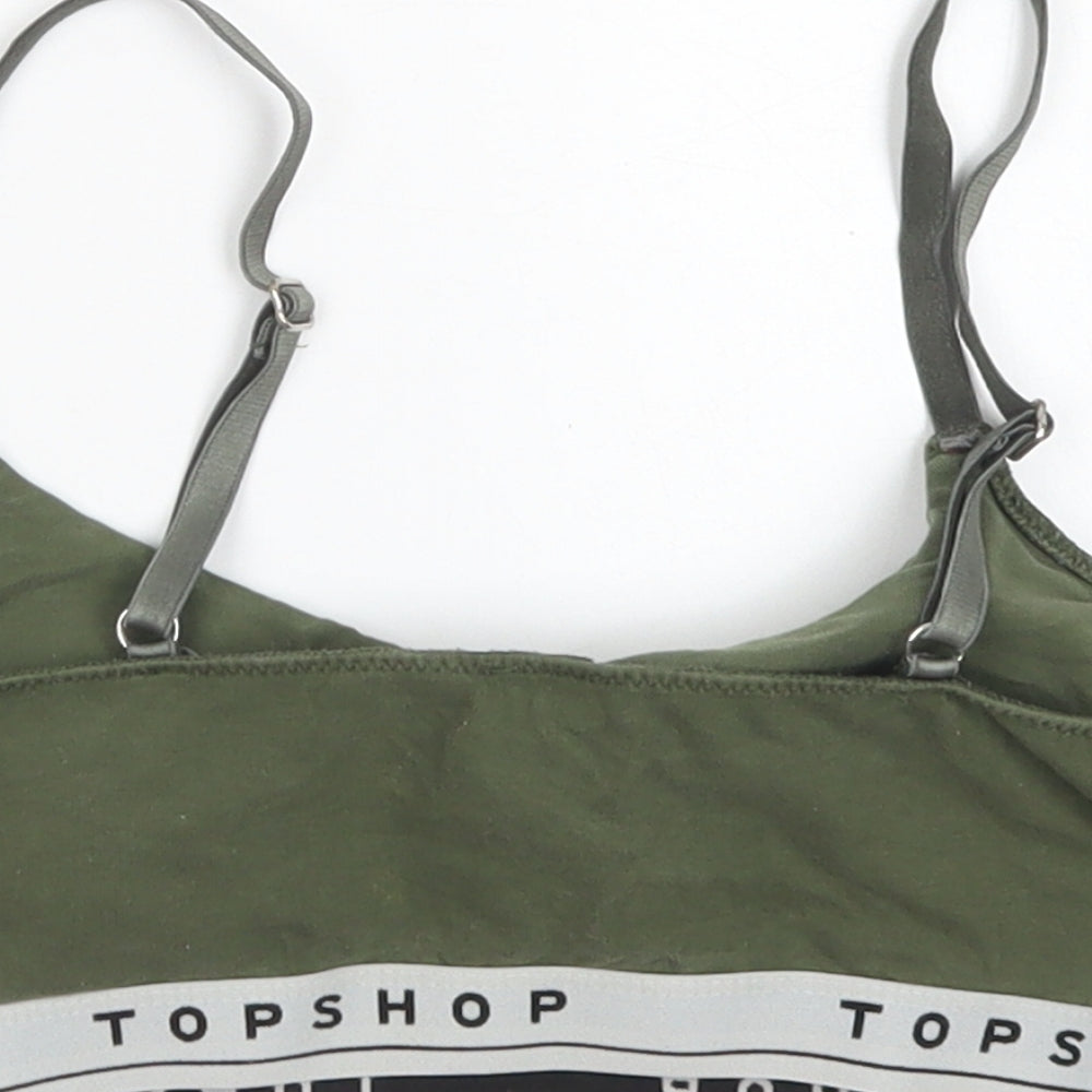 Topshop Womens Green  Cotton Cropped Tank Size M Round Neck