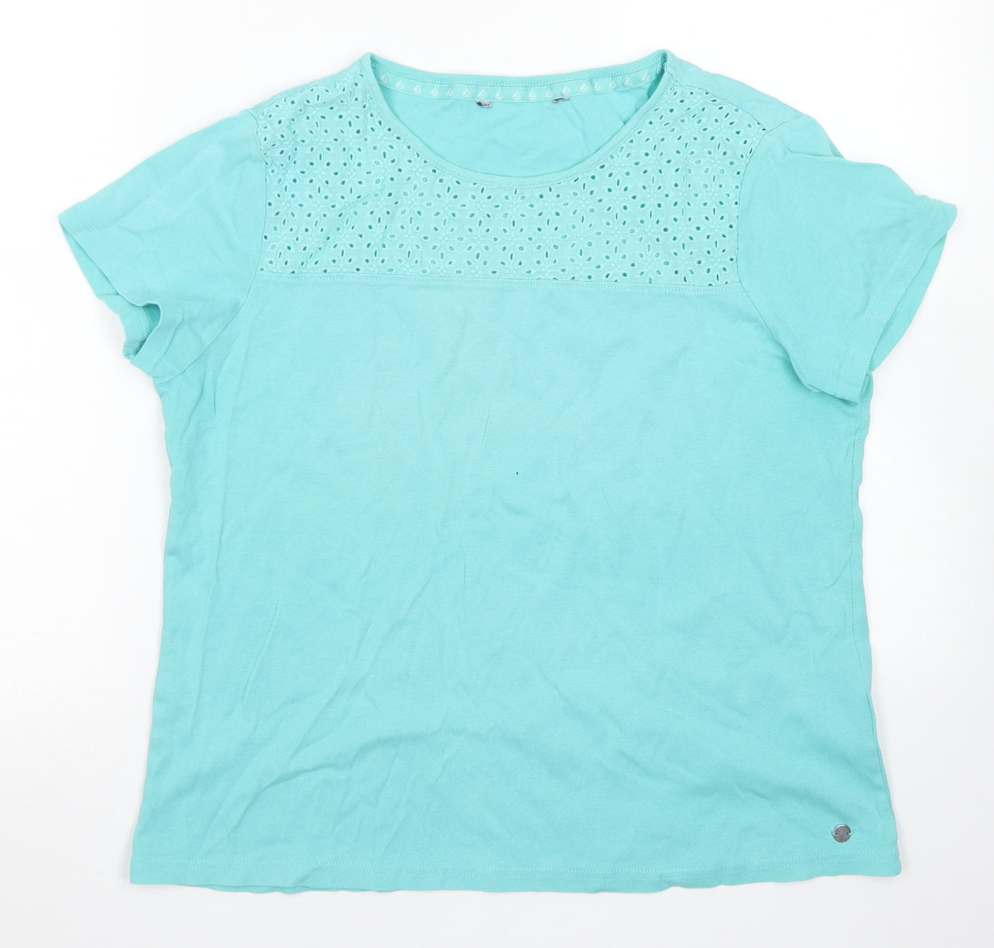 Maine Womens Blue  Cotton Basic T-Shirt Size 16 Crew Neck