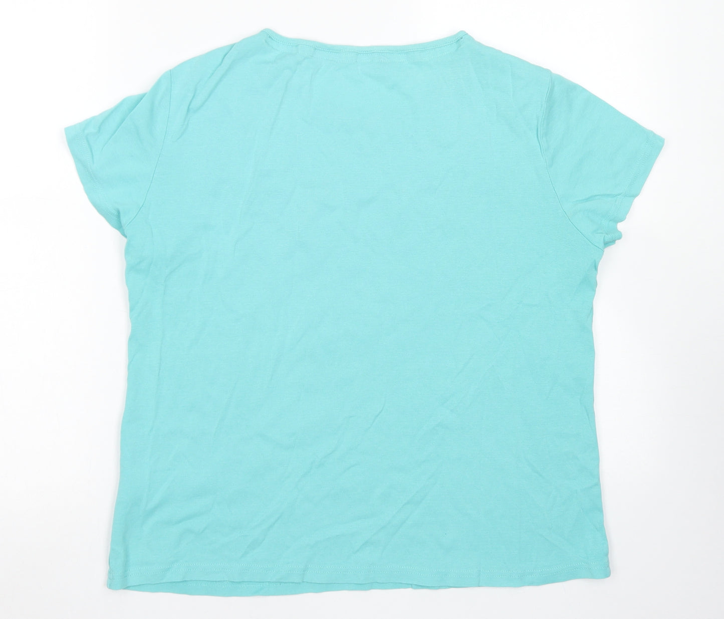 Maine Womens Blue  Cotton Basic T-Shirt Size 16 Crew Neck