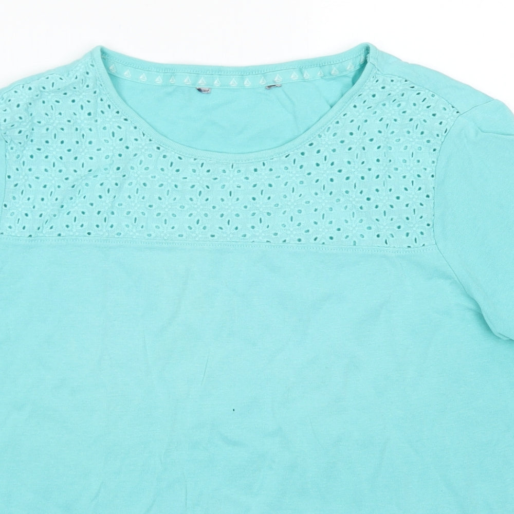 Maine Womens Blue  Cotton Basic T-Shirt Size 16 Crew Neck