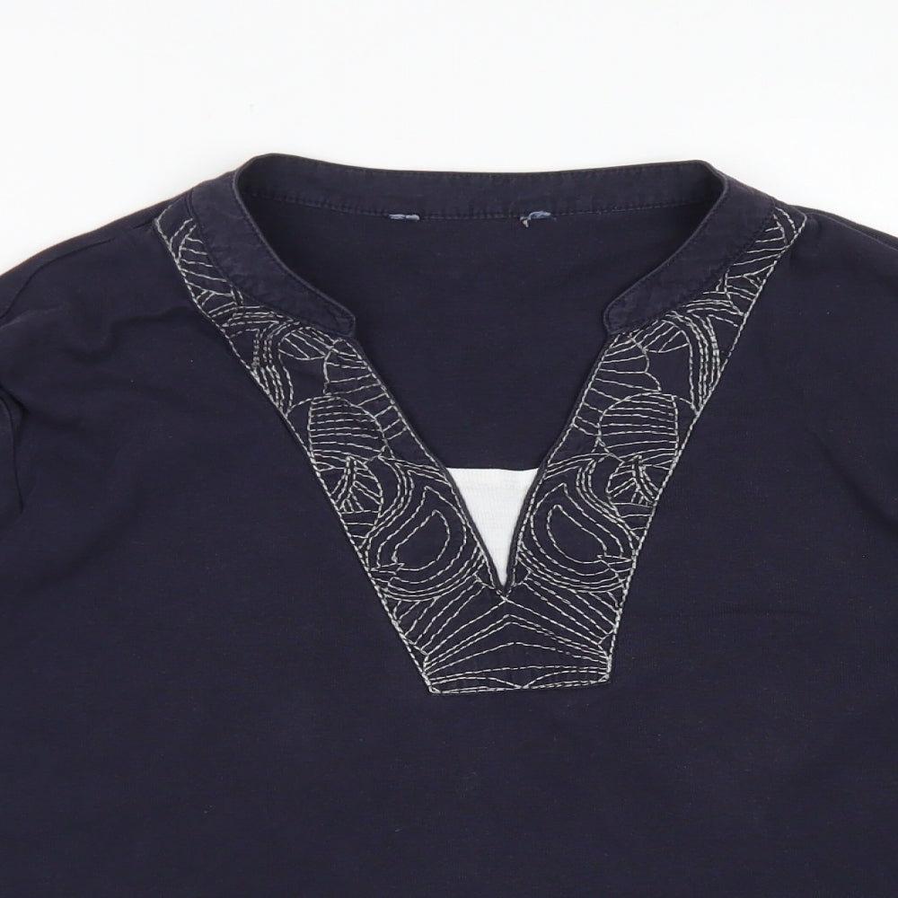 Maine Womens Blue  Cotton Basic T-Shirt Size 16 V-Neck