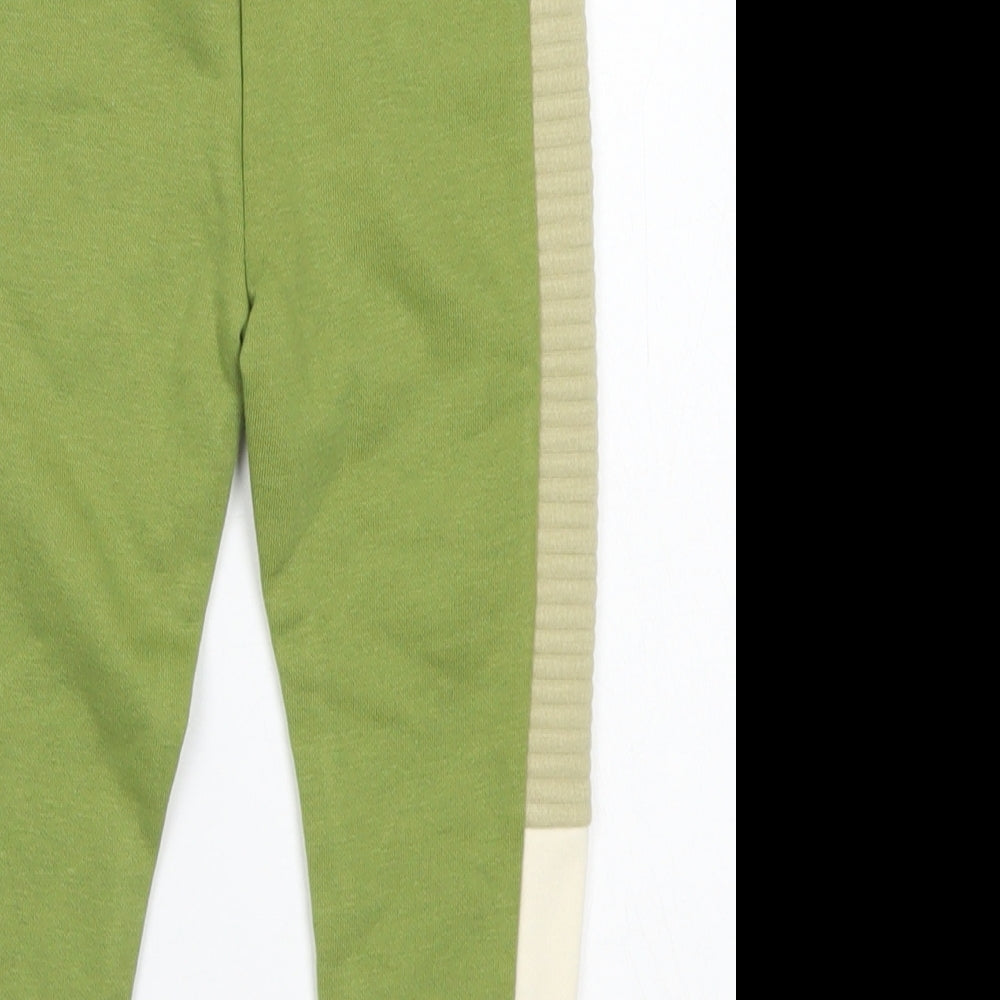 Primark Boys Green Colourblock Cotton Jogger Trousers Size 18-24 Months  Drawstring