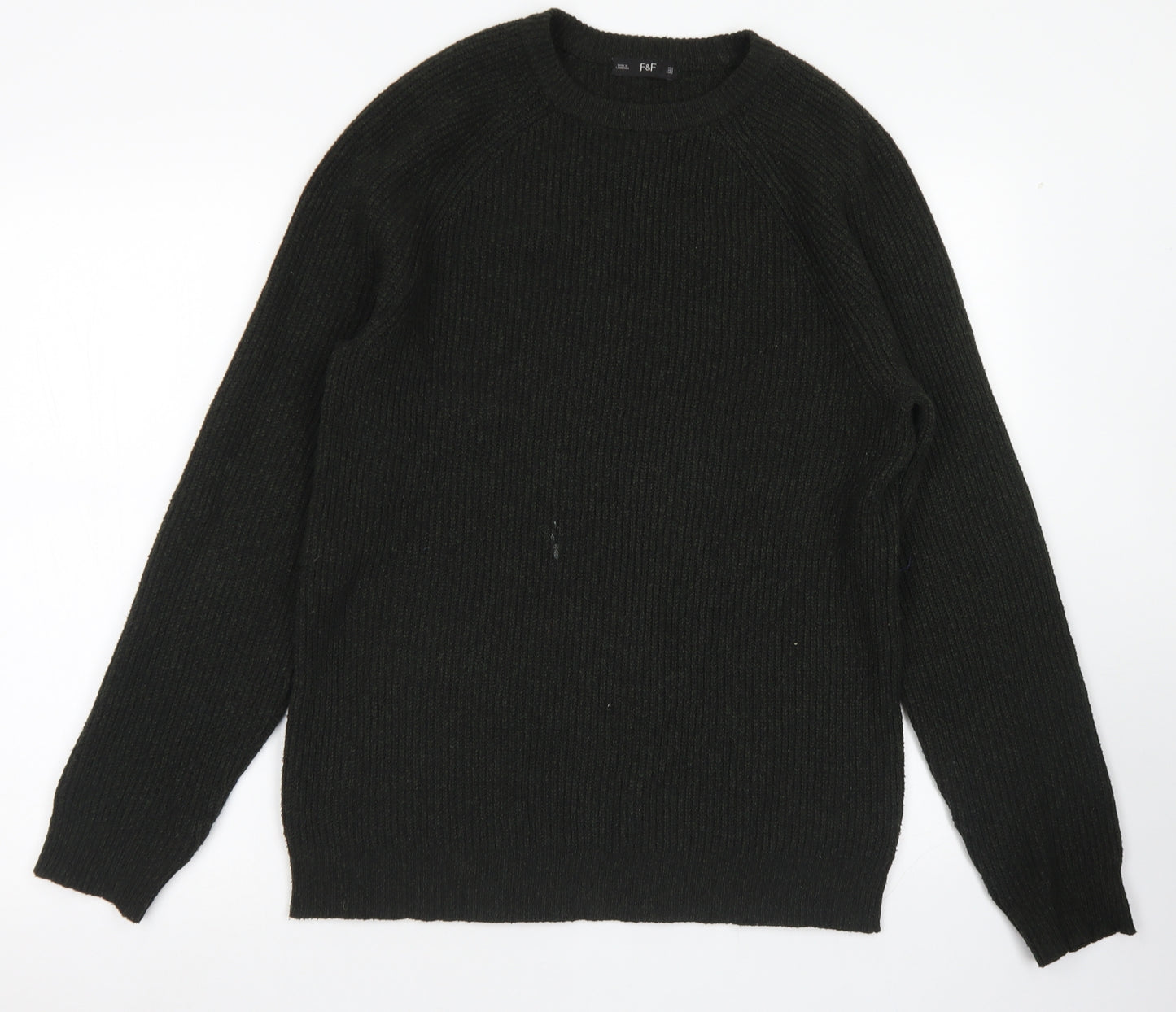 F&F Mens Green Crew Neck  Polyester Pullover Jumper Size S