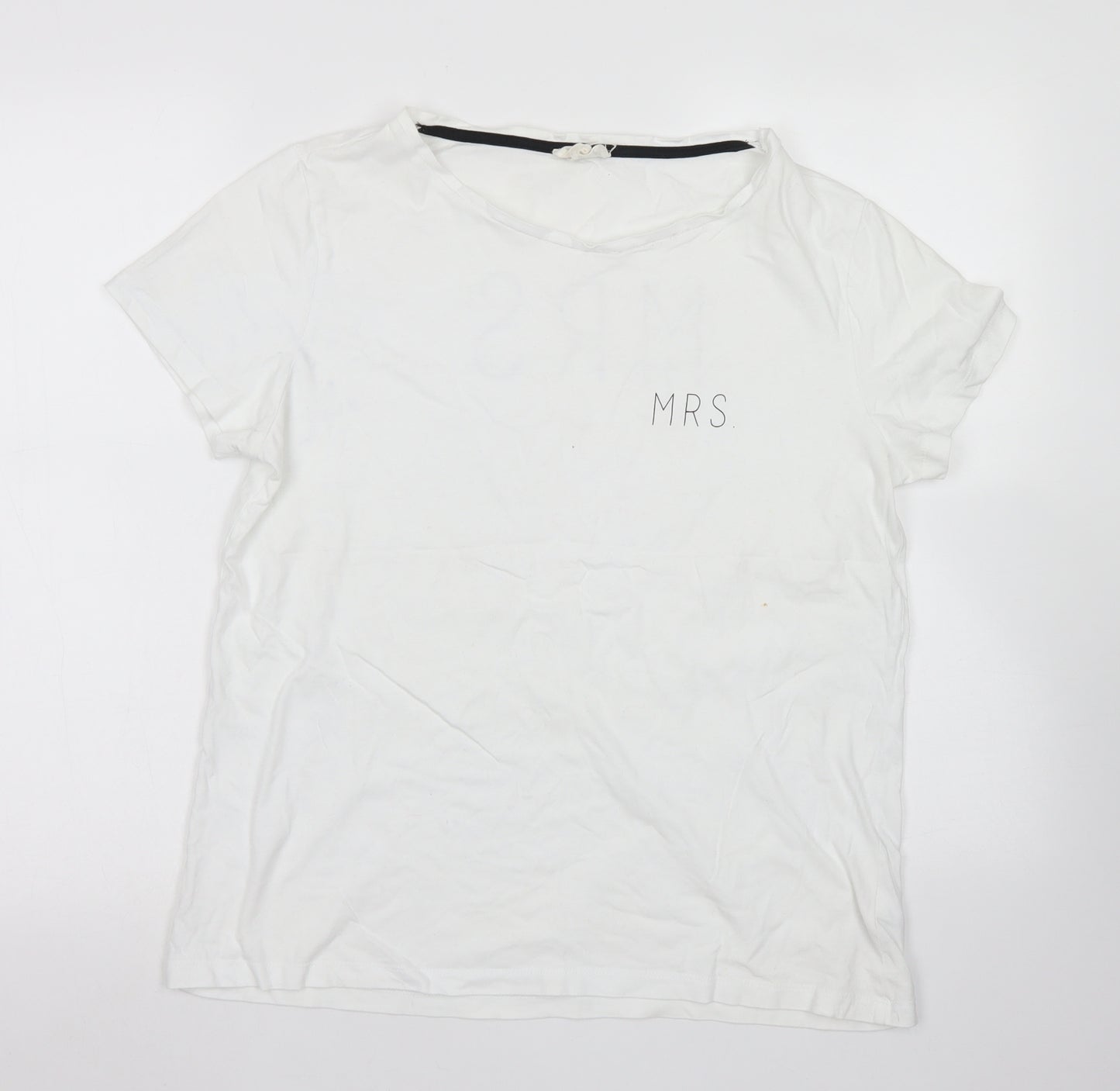 NEXT Womens White  Cotton Basic T-Shirt Size M Crew Neck - Mrs