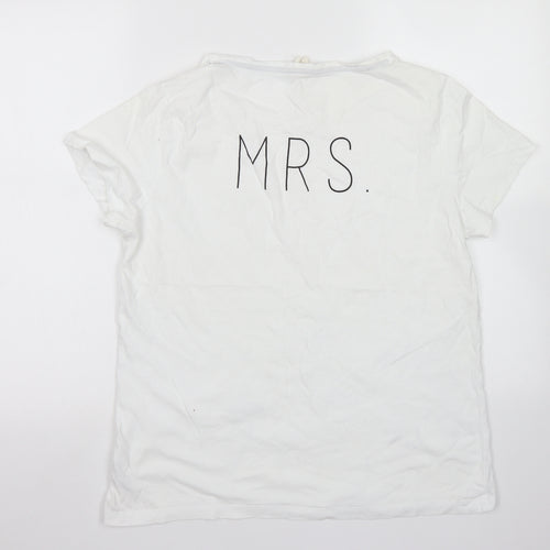 NEXT Womens White  Cotton Basic T-Shirt Size M Crew Neck - Mrs