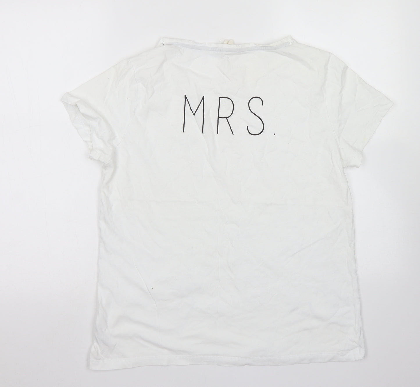NEXT Womens White  Cotton Basic T-Shirt Size M Crew Neck - Mrs