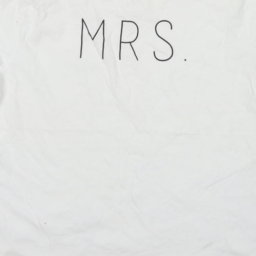 NEXT Womens White  Cotton Basic T-Shirt Size M Crew Neck - Mrs