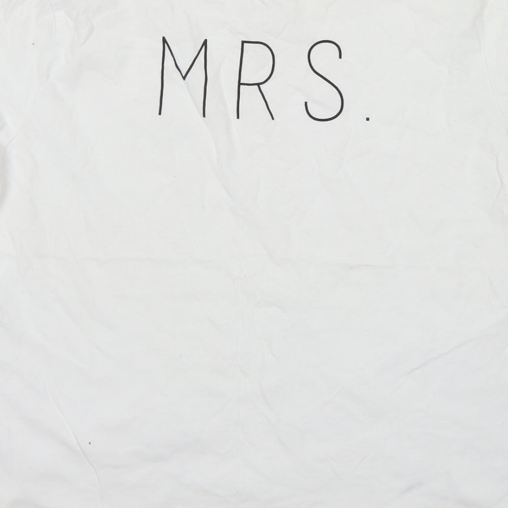 NEXT Womens White  Cotton Basic T-Shirt Size M Crew Neck - Mrs