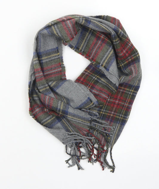 TU Mens Grey Plaid Acrylic Scarf  One Size