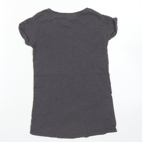 Matalan Girls Grey  Cotton Basic T-Shirt Size 6 Years Crew Neck