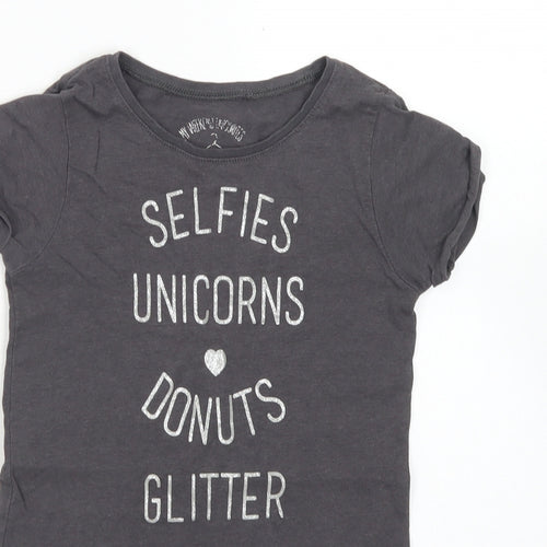 Matalan Girls Grey  Cotton Basic T-Shirt Size 6 Years Crew Neck