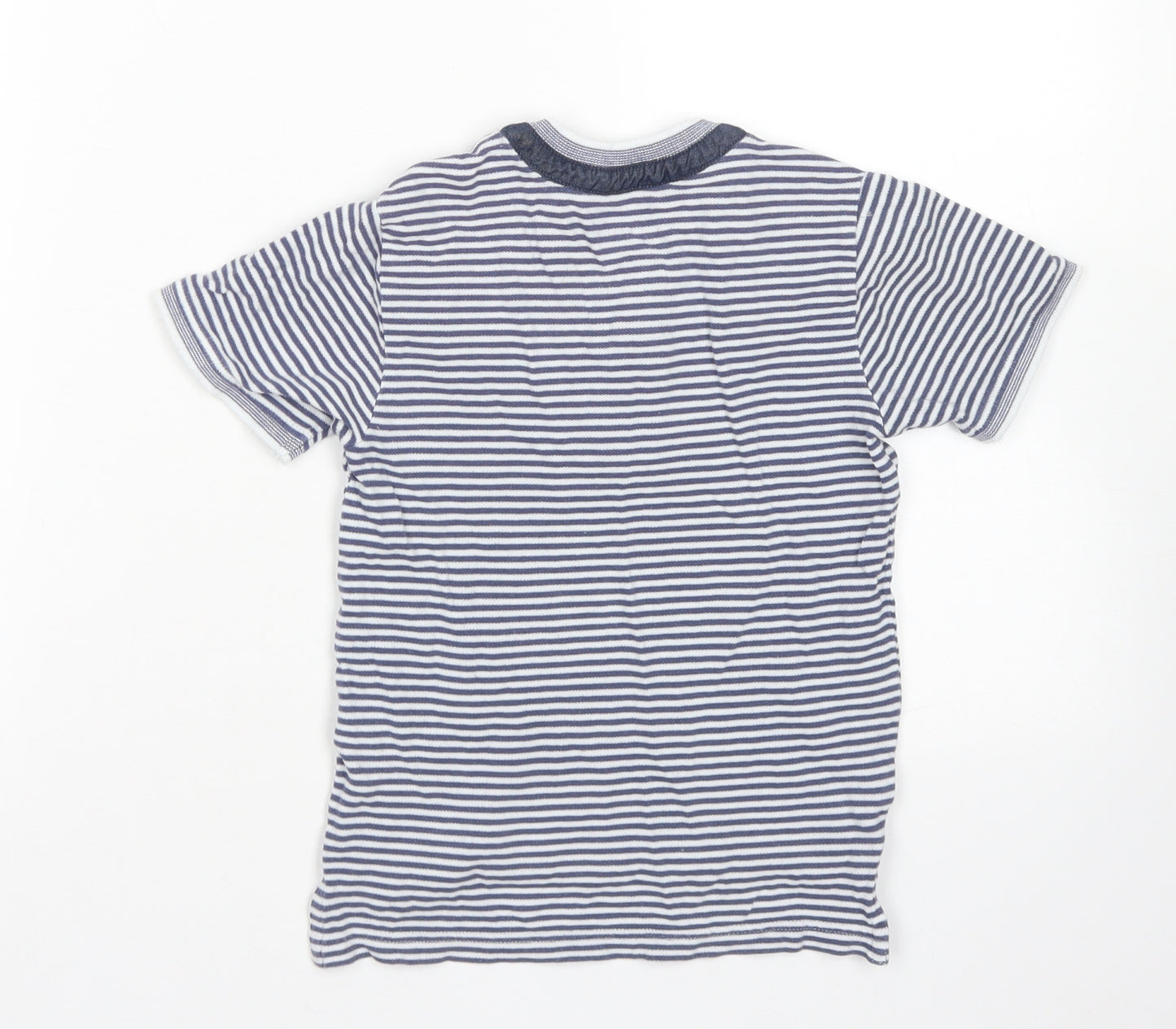 Nutmeg Boys Blue Striped Cotton Basic T-Shirt Size 5-6 Years Henley