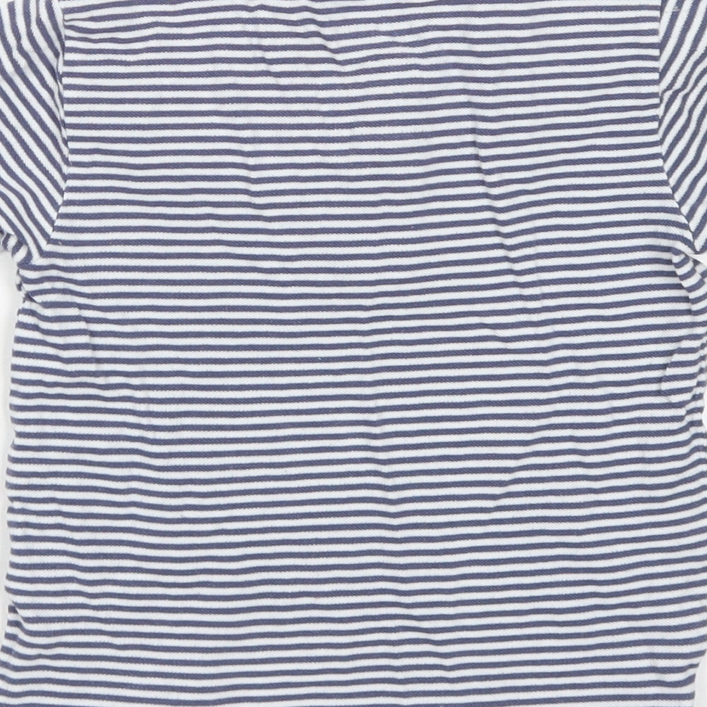 Nutmeg Boys Blue Striped Cotton Basic T-Shirt Size 5-6 Years Henley