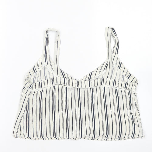 Dorothy Perkinsq Womens Ivory Striped Viscose Cropped Tank Size 10 Round Neck
