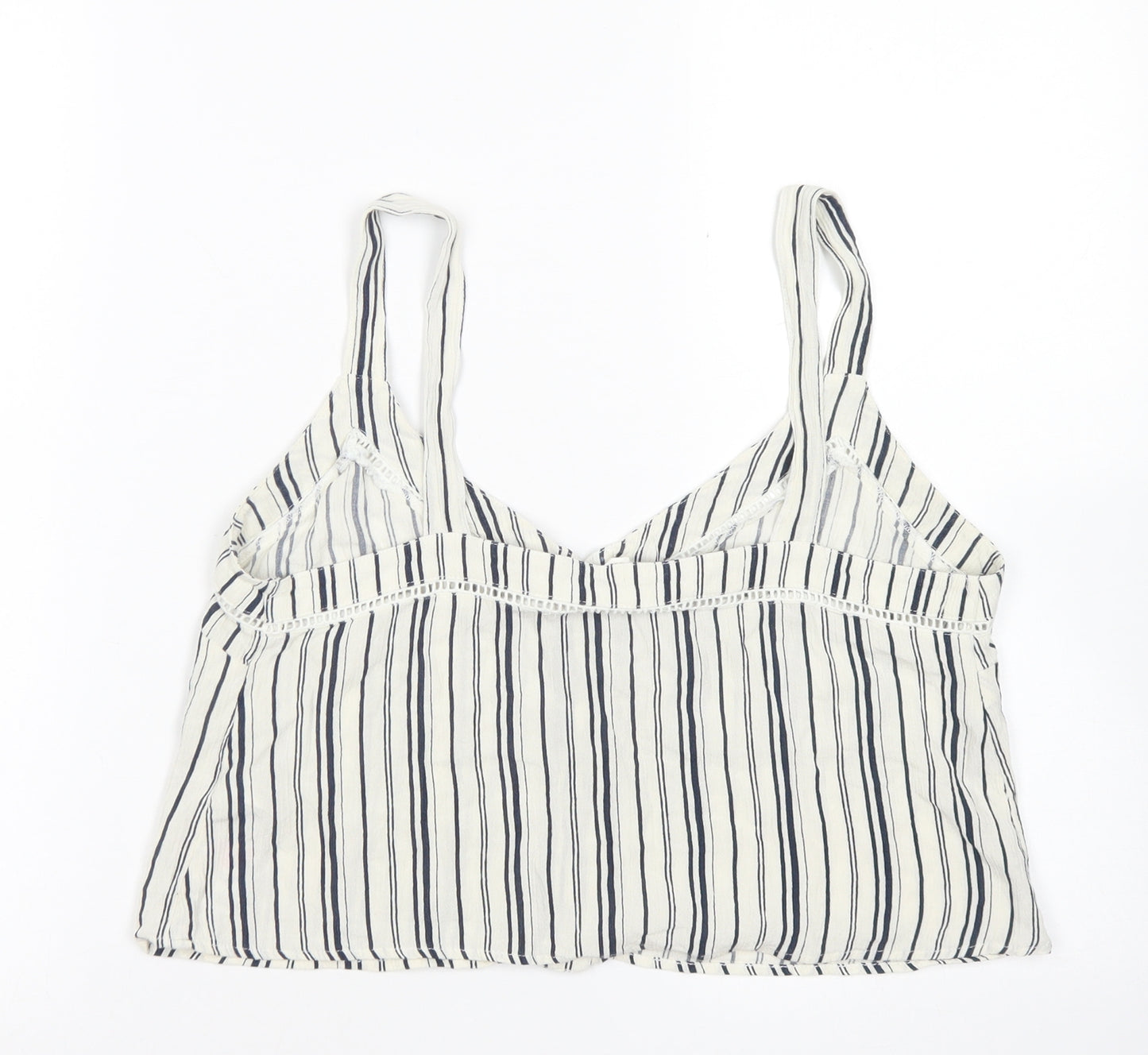 Dorothy Perkinsq Womens Ivory Striped Viscose Cropped Tank Size 10 Round Neck