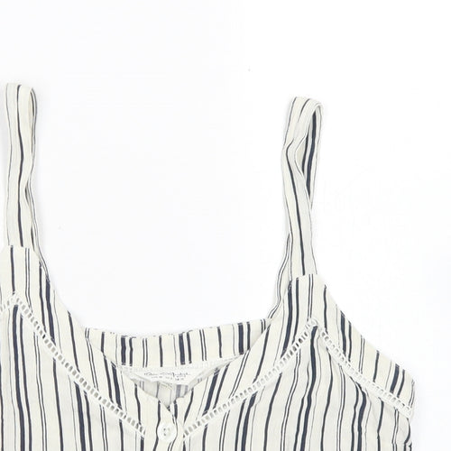 Dorothy Perkinsq Womens Ivory Striped Viscose Cropped Tank Size 10 Round Neck