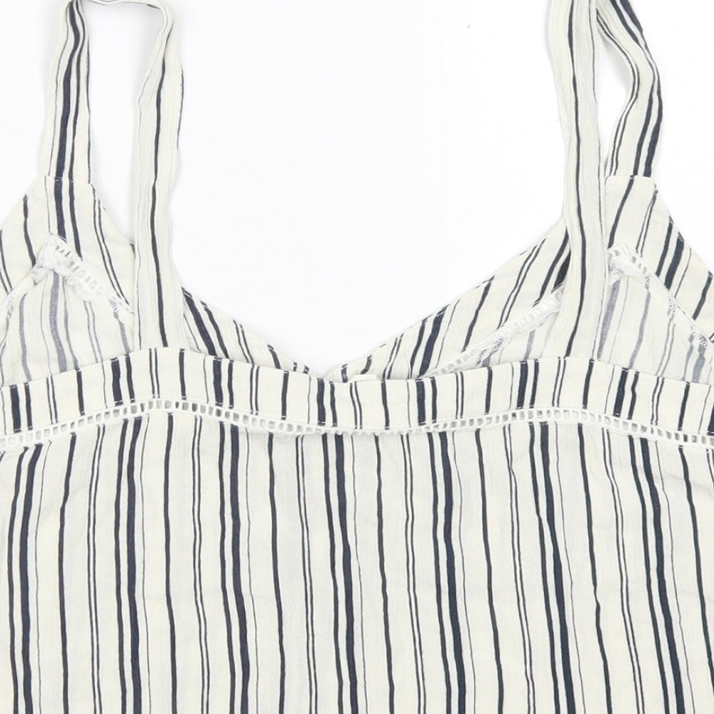 Dorothy Perkinsq Womens Ivory Striped Viscose Cropped Tank Size 10 Round Neck