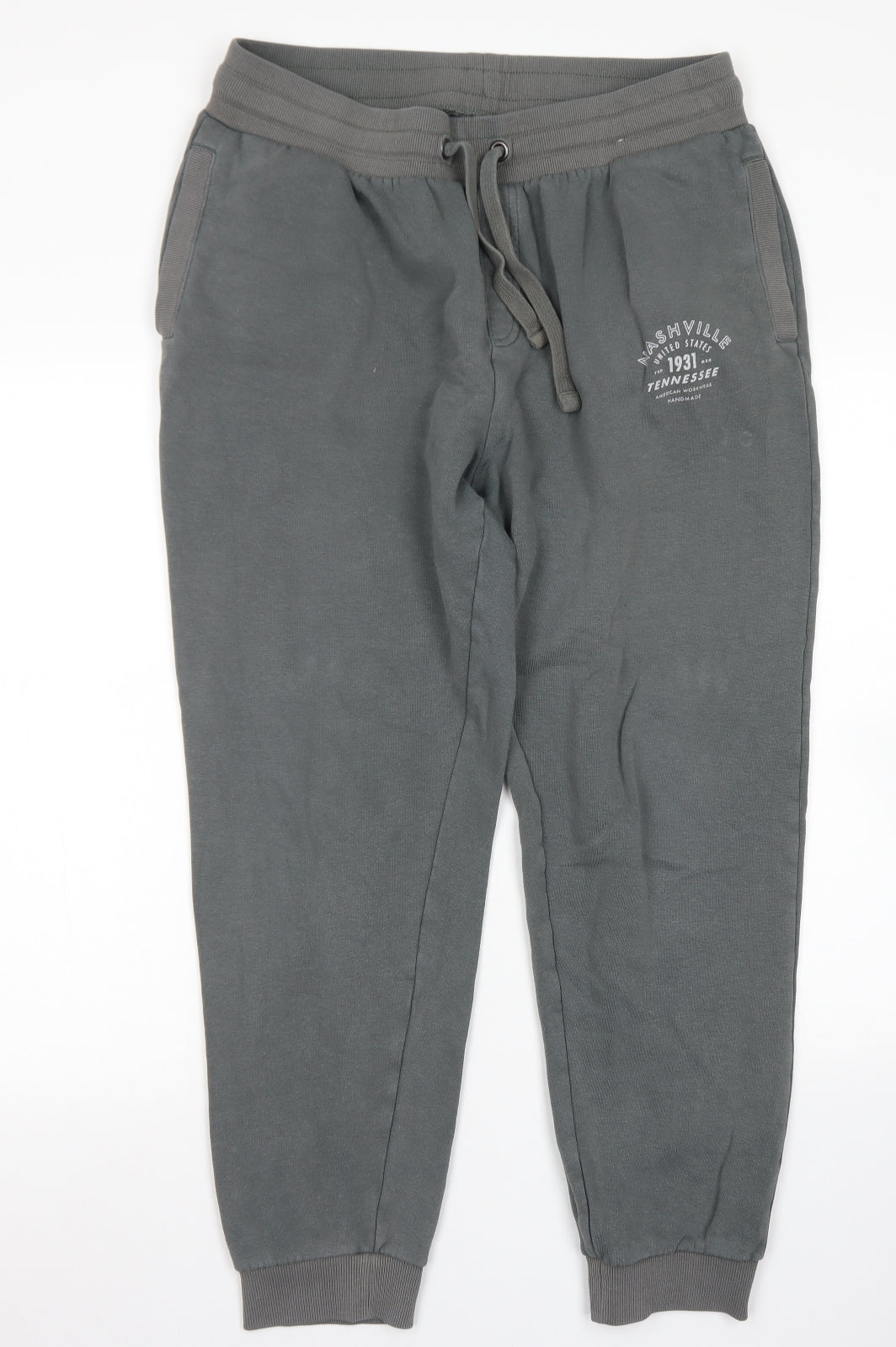 TU Mens Grey  Cotton Jogger Trousers Size L L26 in Regular Drawstring