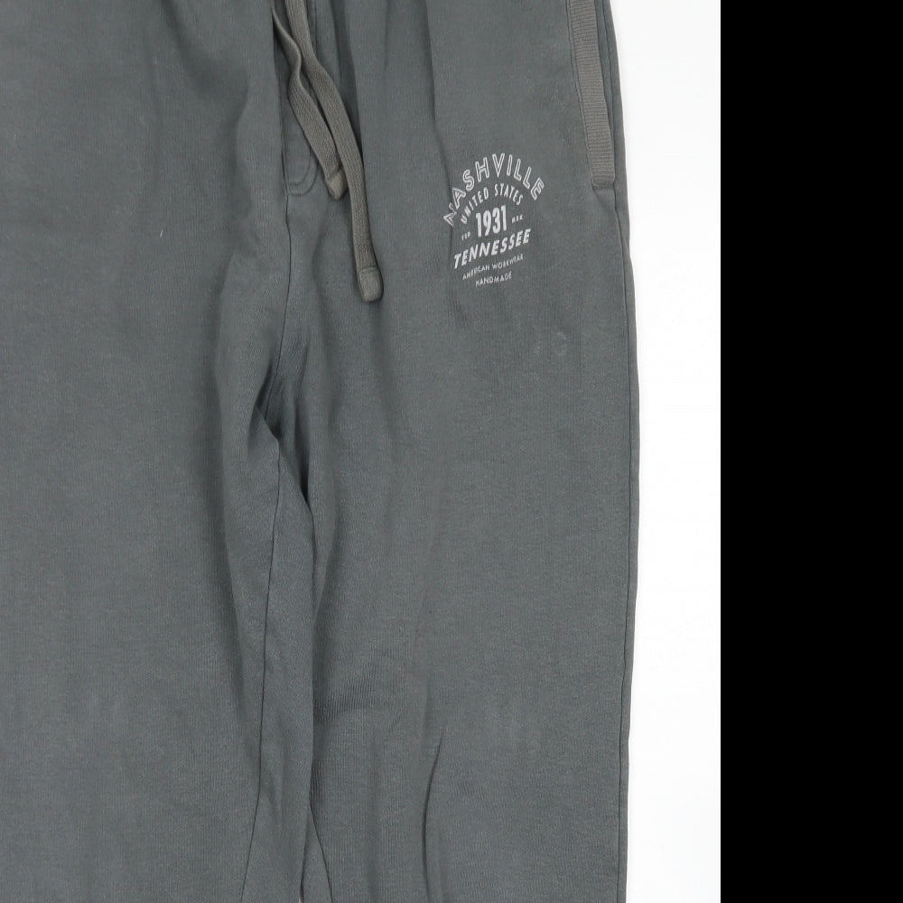 TU Mens Grey  Cotton Jogger Trousers Size L L26 in Regular Drawstring