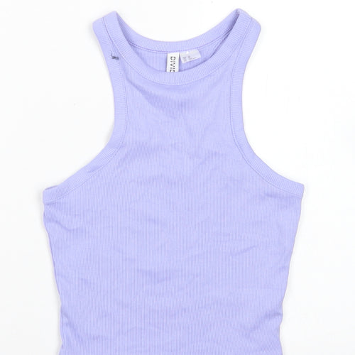 Divided Womens Purple  Cotton Cropped Tank Size XS Round Neck
