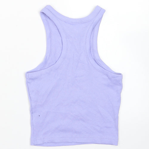Divided Womens Purple  Cotton Cropped Tank Size XS Round Neck