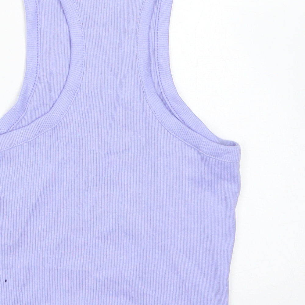 Divided Womens Purple  Cotton Cropped Tank Size XS Round Neck