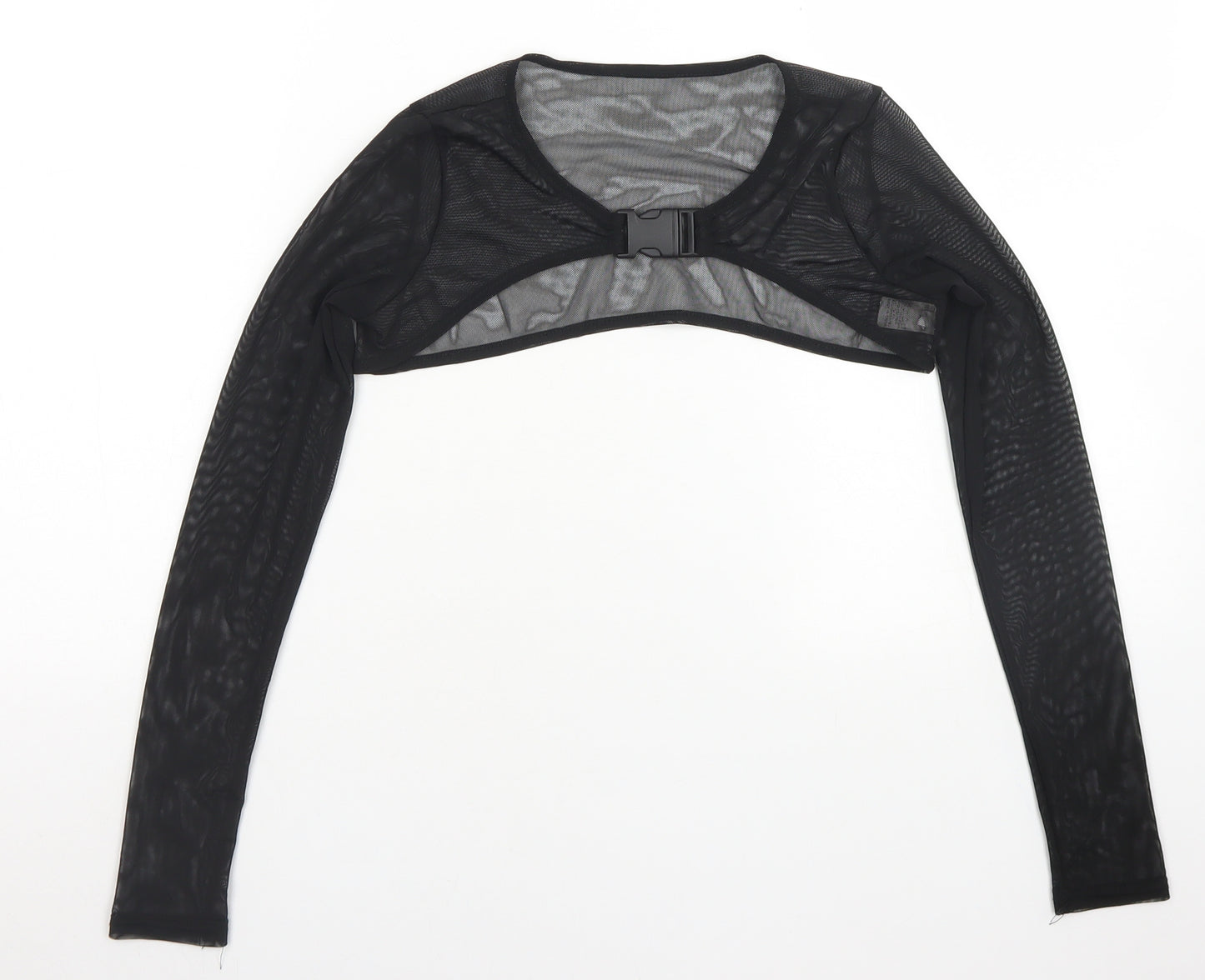 SheIn Womens Black  Polyester Cropped T-Shirt Size S Crew Neck