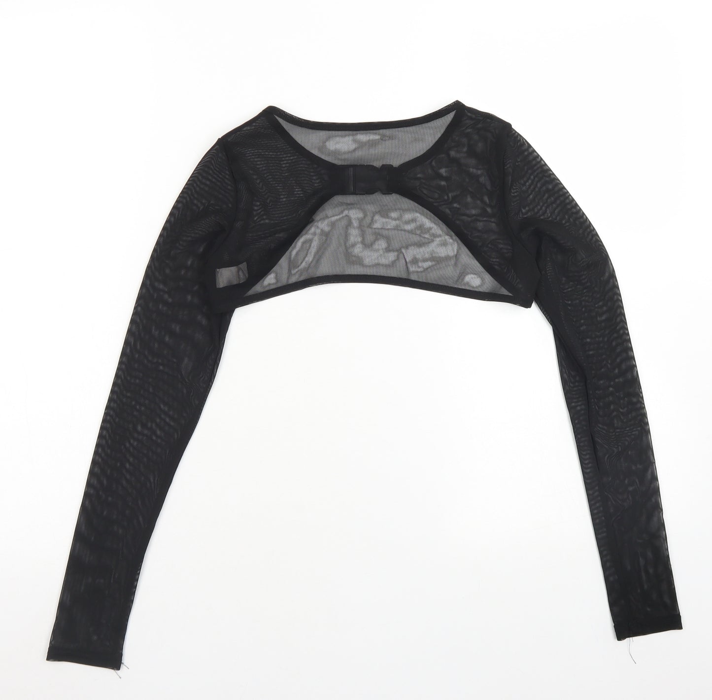 SheIn Womens Black  Polyester Cropped T-Shirt Size S Crew Neck
