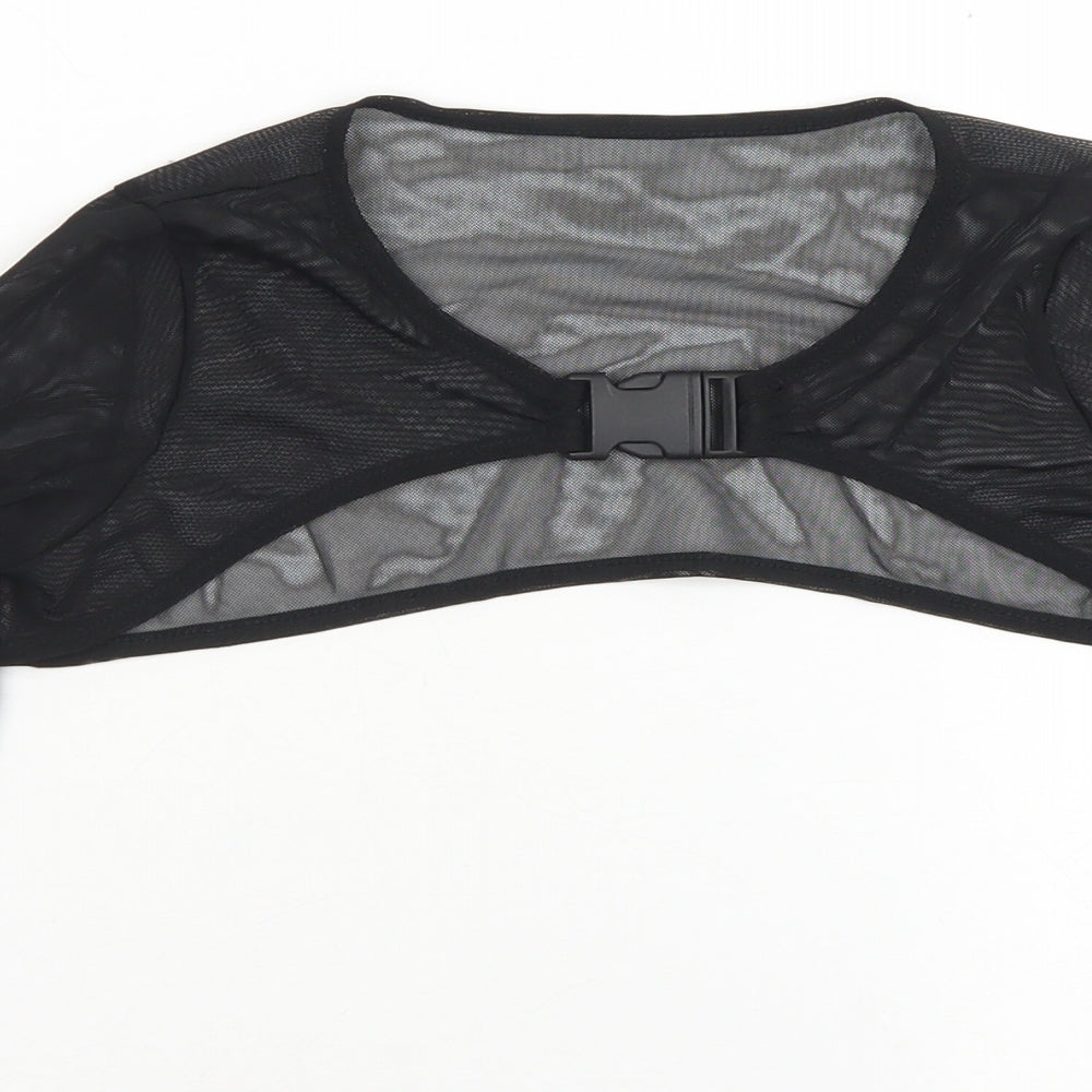 SheIn Womens Black  Polyester Cropped T-Shirt Size S Crew Neck
