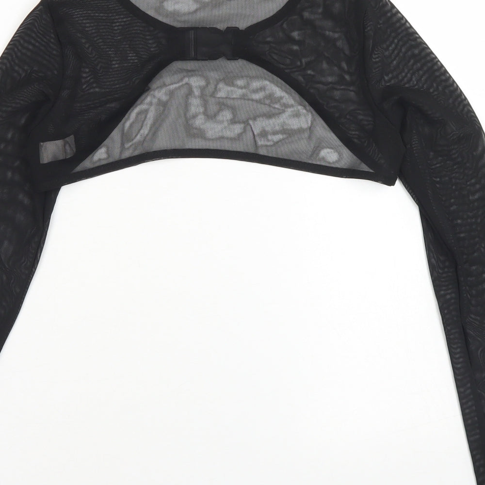 SheIn Womens Black  Polyester Cropped T-Shirt Size S Crew Neck