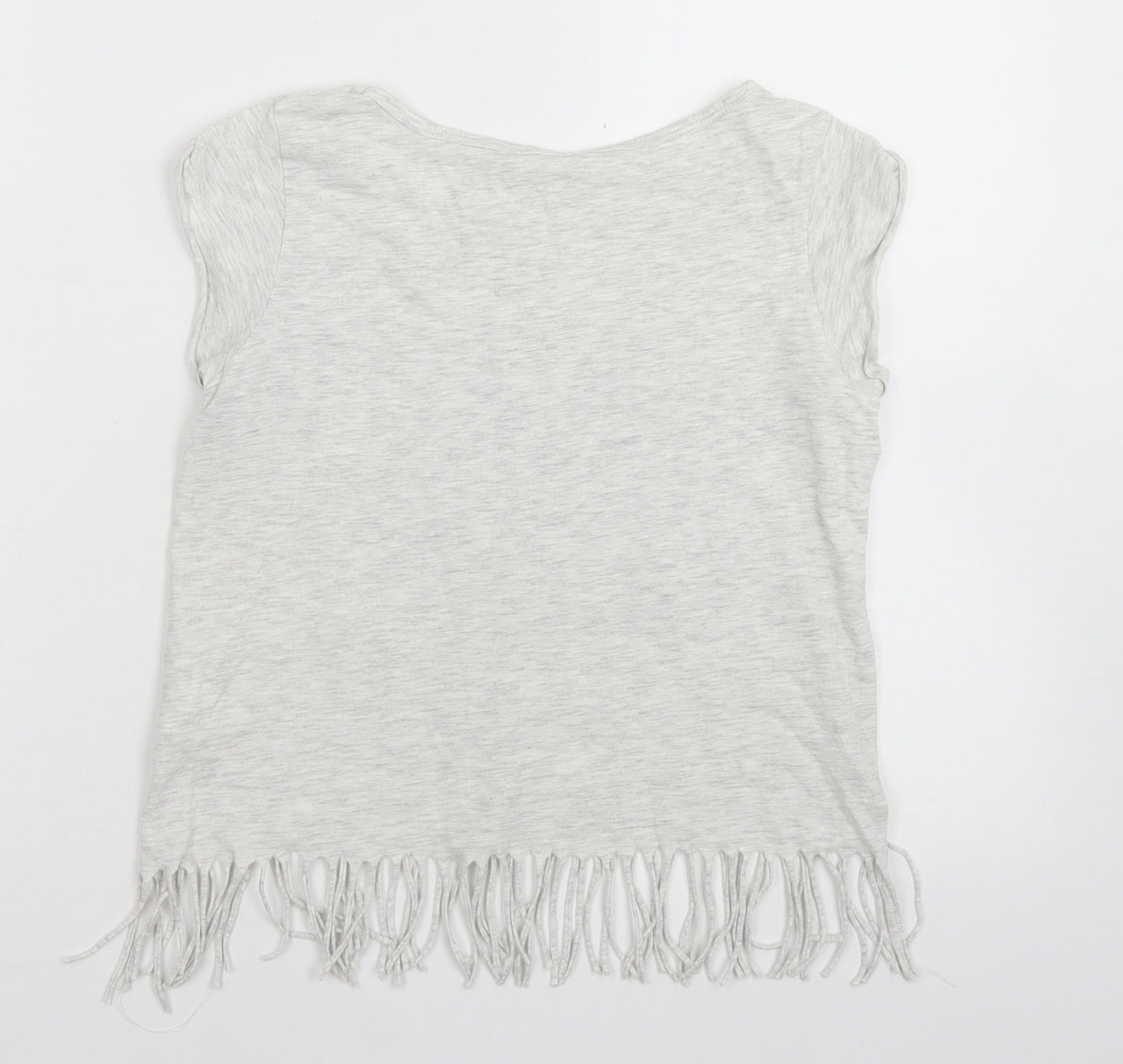 H&M Girls Grey  Cotton Cropped T-Shirt Size 11-12 Years Crew Neck  - New York